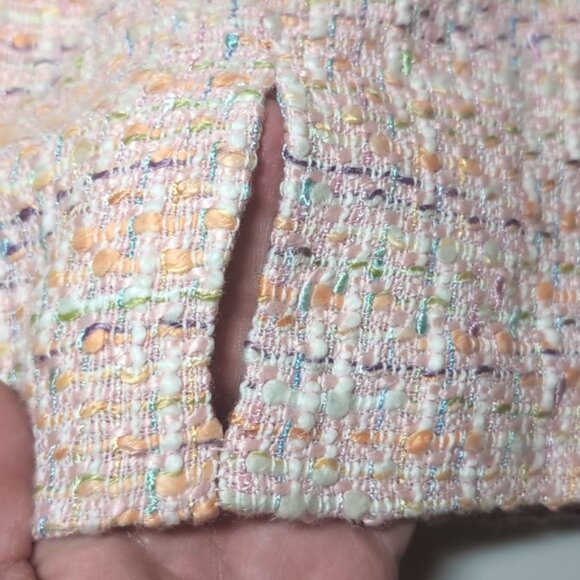 Vintage Bianca Nygard Tweed Skirt Above Knee Side Slit Spring Easter Pastel - Picture 5 of 10